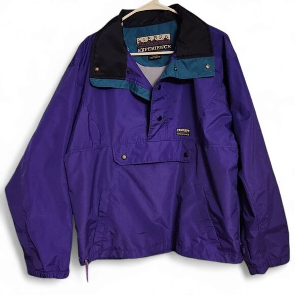 Vintage 90s Sierra Experience Windbreaker Pull-over | Women's S, Purple and Teal - Picture 1 of 9